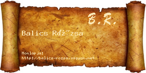 Balics Rózsa névjegykártya